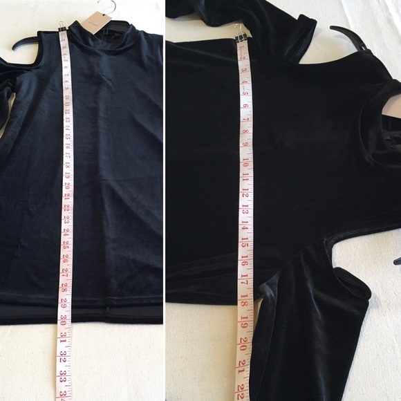 New Halogen Velvet Cold Shoulder Top Black small. E - Picture 2 of 8